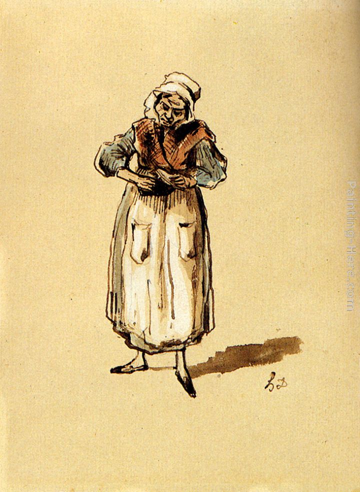 La Concierge painting - Honore Daumier La Concierge art painting